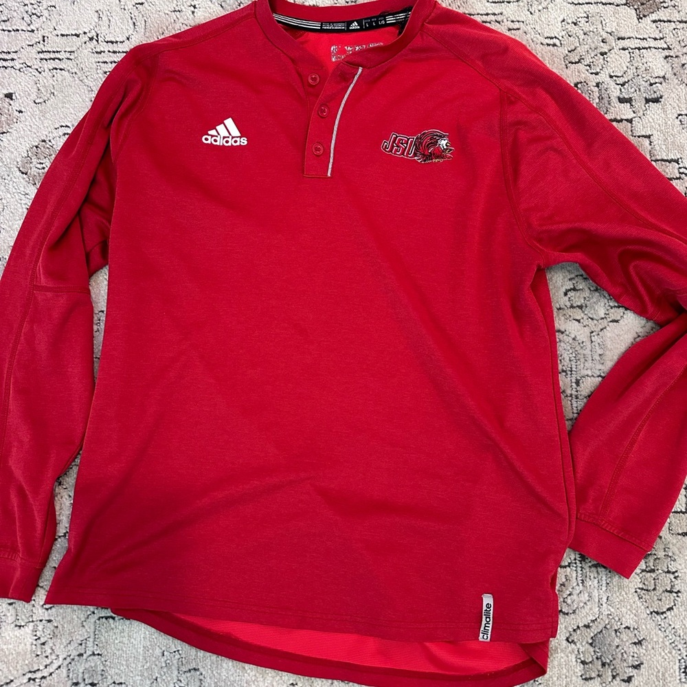 Adidas Red Long Sleeve Shirt with JSU Logo
